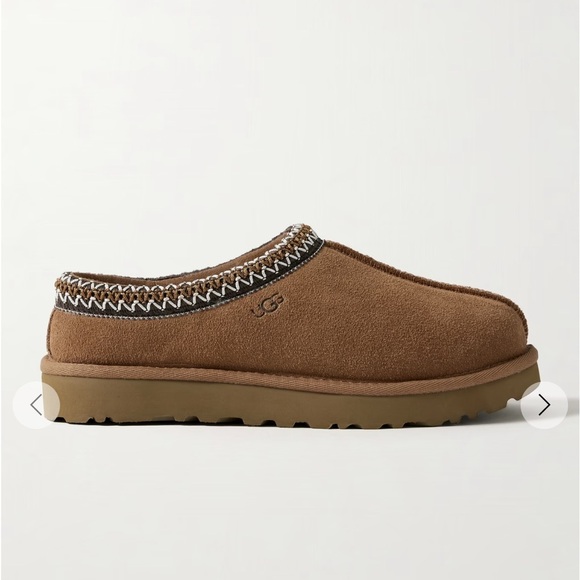 Ugg Tasman embroidered shearling slippers camel FLAW  Sz 9 - Picture 1 of 12